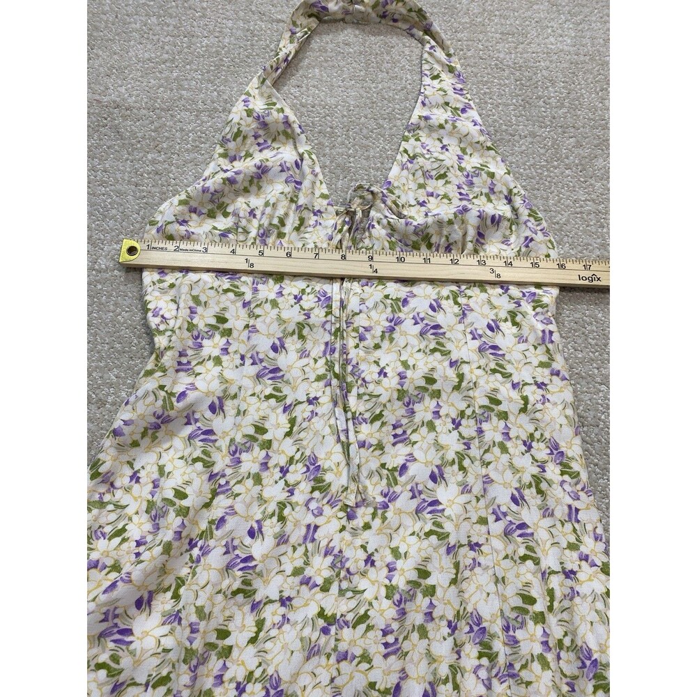 Maeve by Anthropologie Cream Halter Mini Dress with Lavender Floral 100% Viscose - Picture 12 of 16